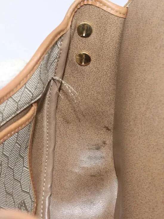 Christian Dior Honeycomb Canvas Shoulder Bag PVC Beige Gold Auth BA1892 - Picture 15 of 16